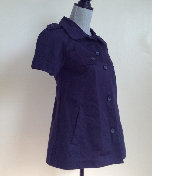 NEW Joes Jeans Short Sleeve Cotton Trench Coat Jacket Navy Blue XS - Picture 3 of 13